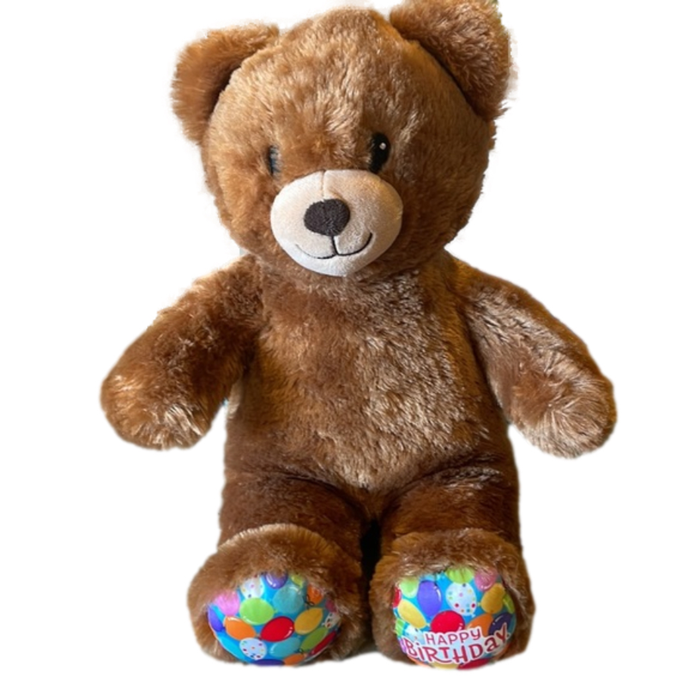 Build A Bear Retired Happy Birthday Plush Brown Bear w Balloon Feet